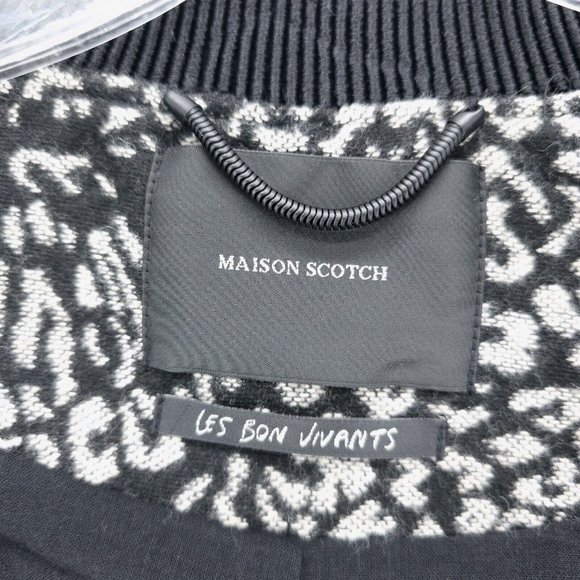 Maison Scotch Soda Leopard Animal Print Bomber Jacket Wool Blend Size 2 - Picture 8 of 11